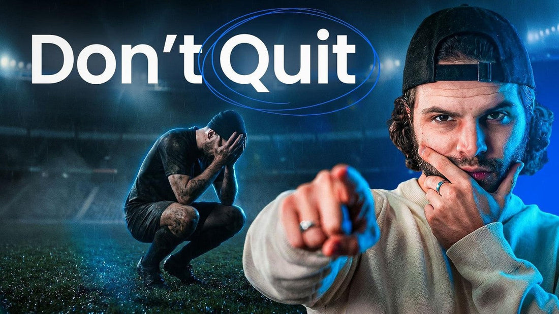 Football player struggling mentally about quitting football at 20 while pursuing a professional overseas football career, with message encouraging players not to give up during difficult stages of development