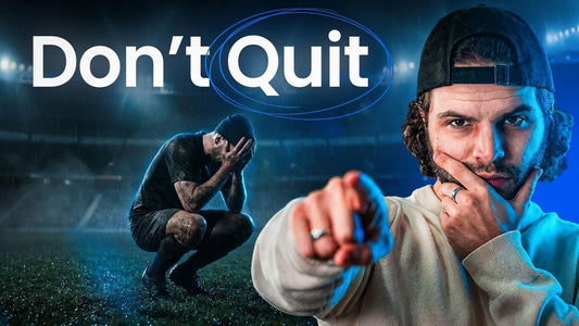 Football player struggling mentally about quitting football at 20 while pursuing a professional overseas football career, with message encouraging players not to give up during difficult stages of development